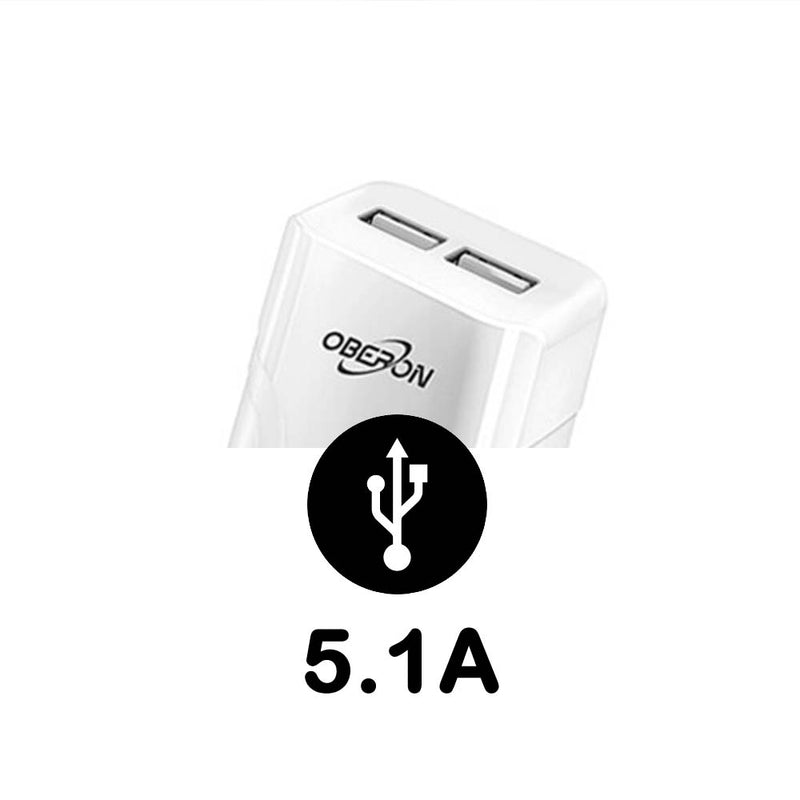 Carregador Turbo 5.1A  Oberon para Iphone com 2 Entradas USB