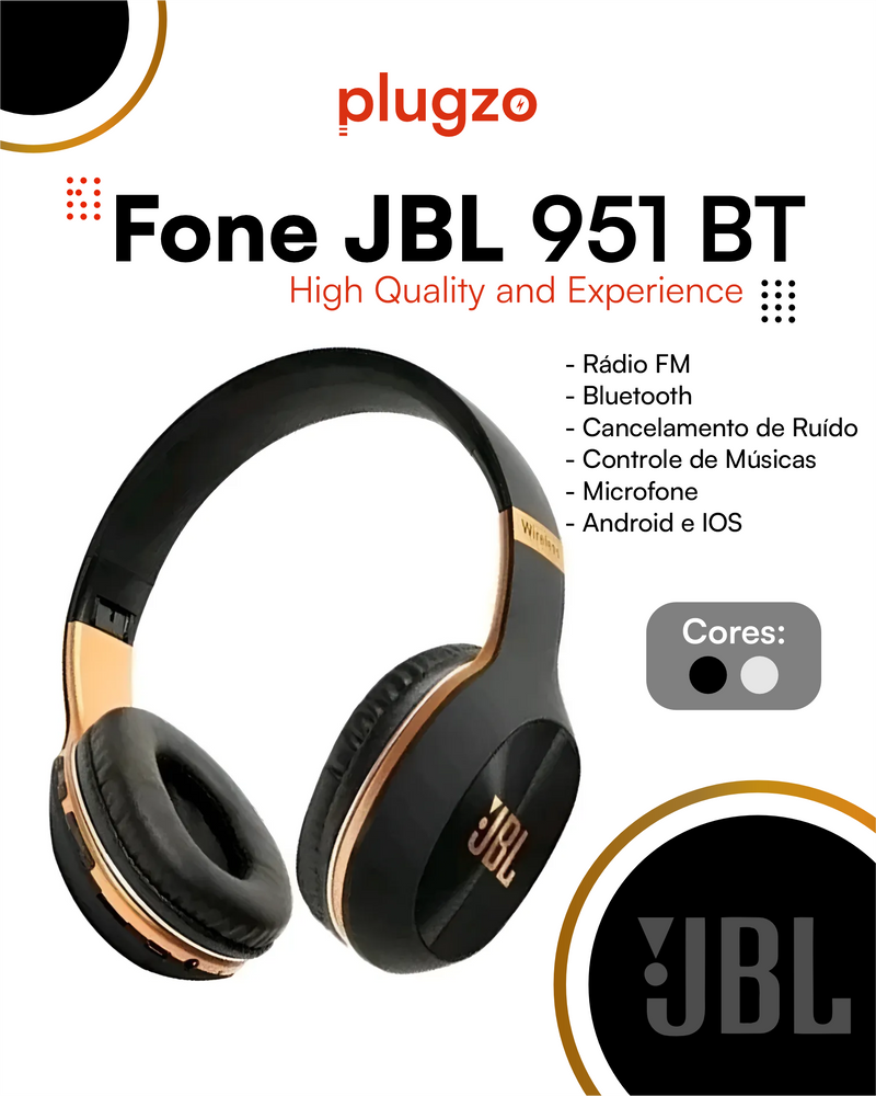 Fone De Ouvido JBL 951BT Headphone E Mp3 Sem Fio 951 Bt